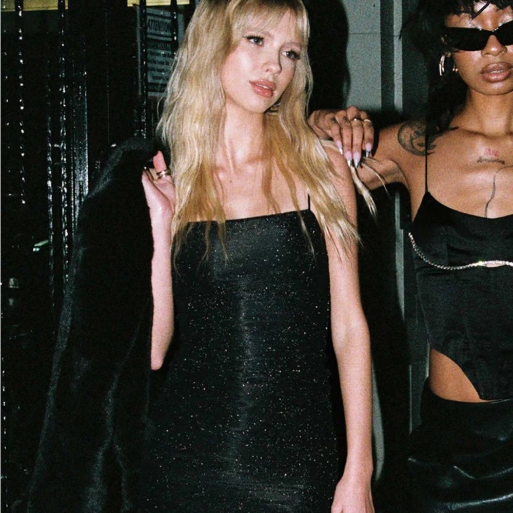 NWT princess polly black sparkly mini dress